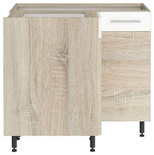 Alsó Sarokszekrény Corina - tölgyfa/fehér, Modern, műanyag/fa (90/82,4/90cm)