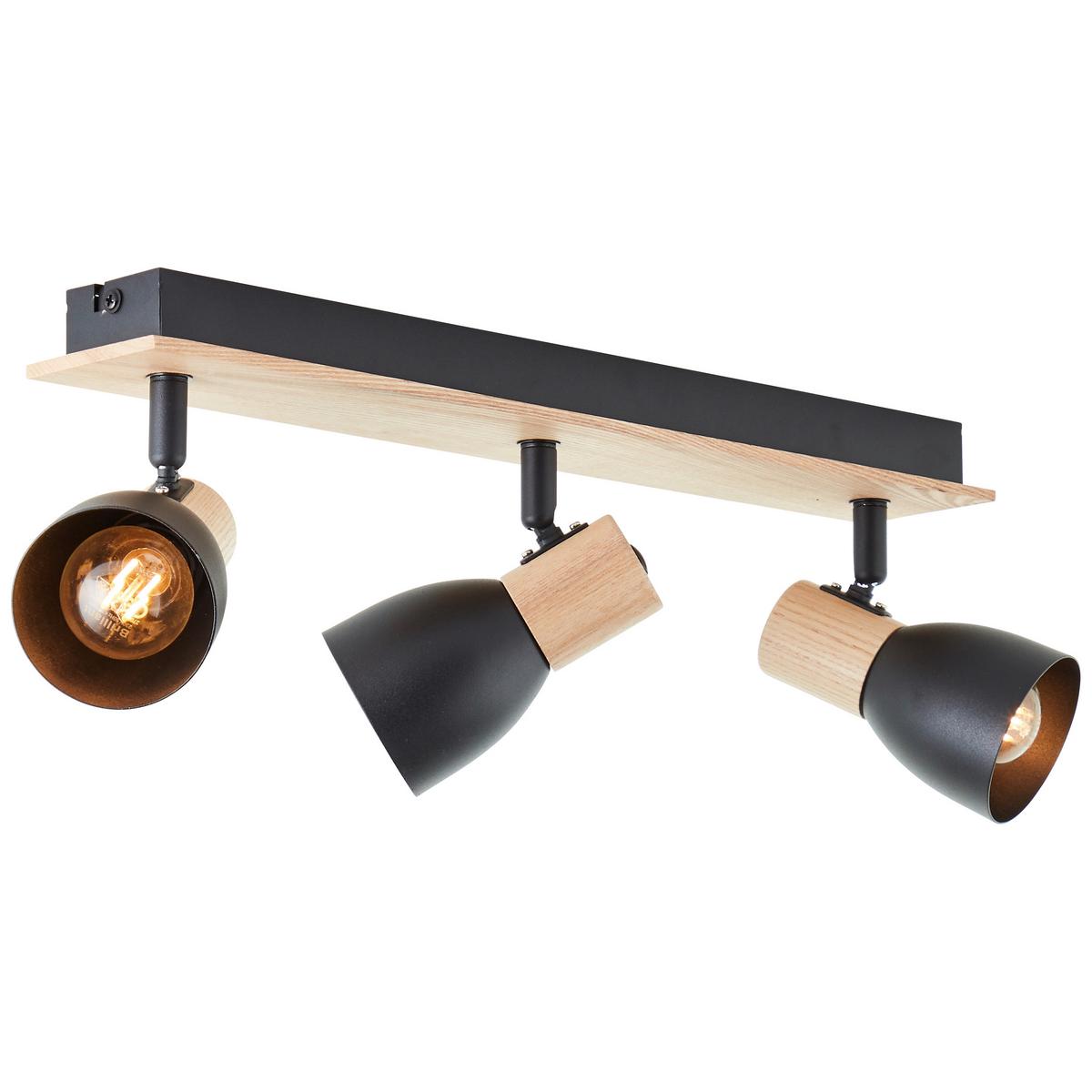 Strahler Daintree Schwarz/Natur max. 28 Watt - Schwarz/Naturfarben, Basics, Holz/Metall (47/7cm) - Brilliant
