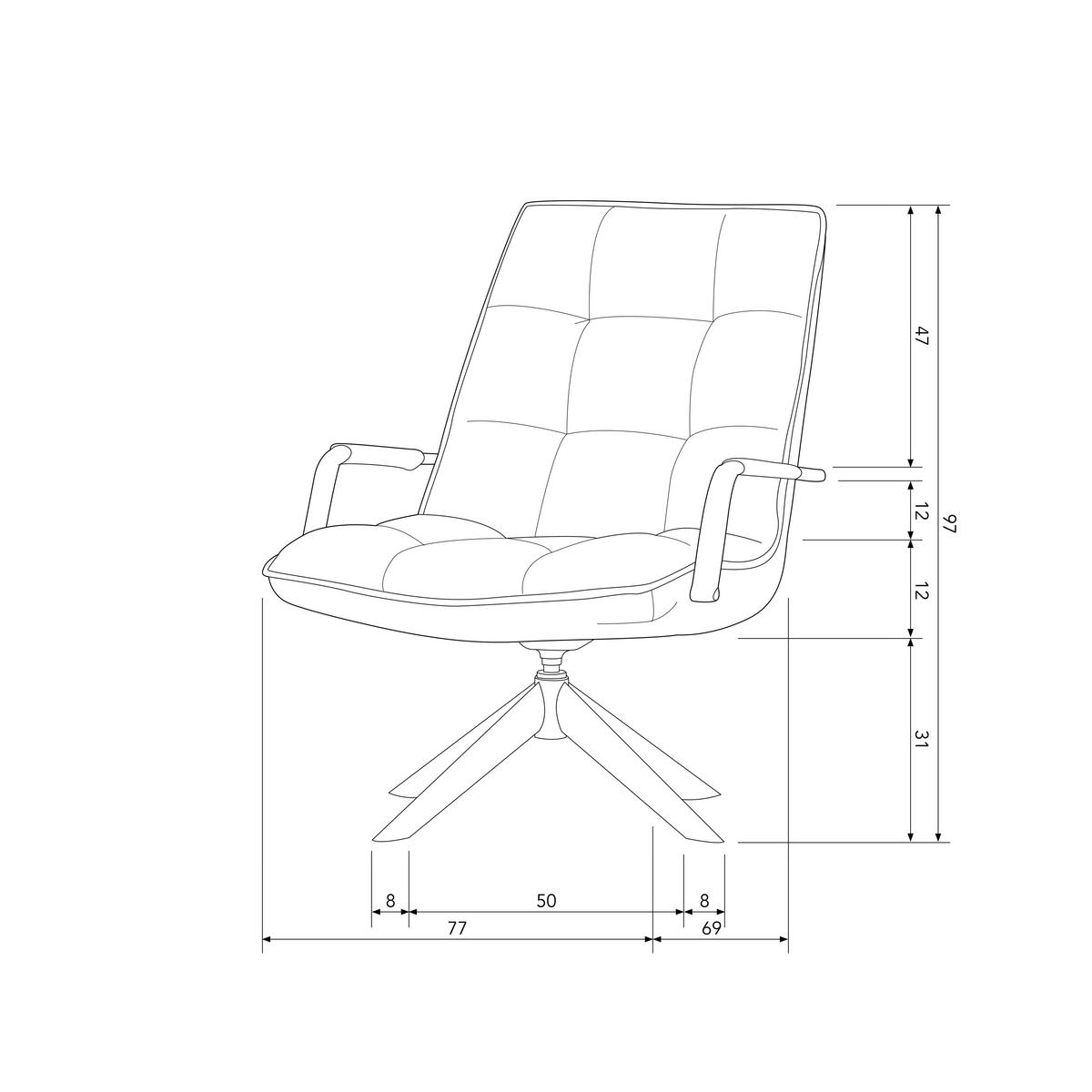 Sessel Jouke Cognac B: 77cm - Cognac/Schwarz, Design, Textil/Metall (77/97/69cm) - Livetastic