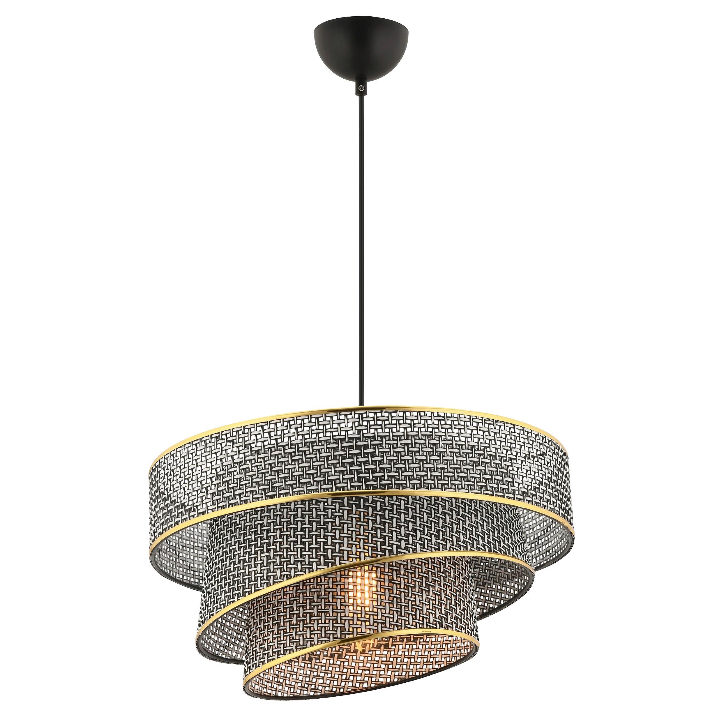 LAMPA WISZĄCA COUPER HAZERAN - GREY, GOLD - kolor złoty/szary, Design, metal/tkanina (40/72cm) - P & B