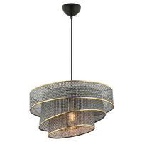 LAMPA WISZĄCA COUPER HAZERAN - GREY, GOLD - kolor złoty/szary, Design, metal/tkanina (40/72cm) - P & B