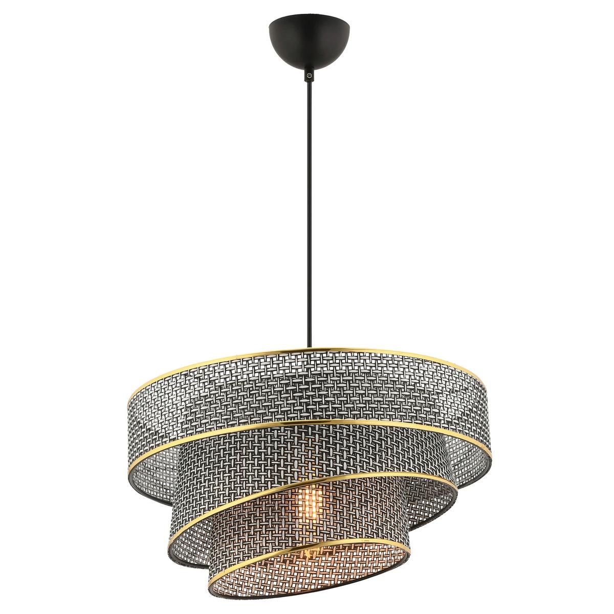 LAMPA WISZĄCA COUPER HAZERAN - GREY, GOLD - kolor złoty/szary, Design, metal/tkanina (40/72cm) - P & B