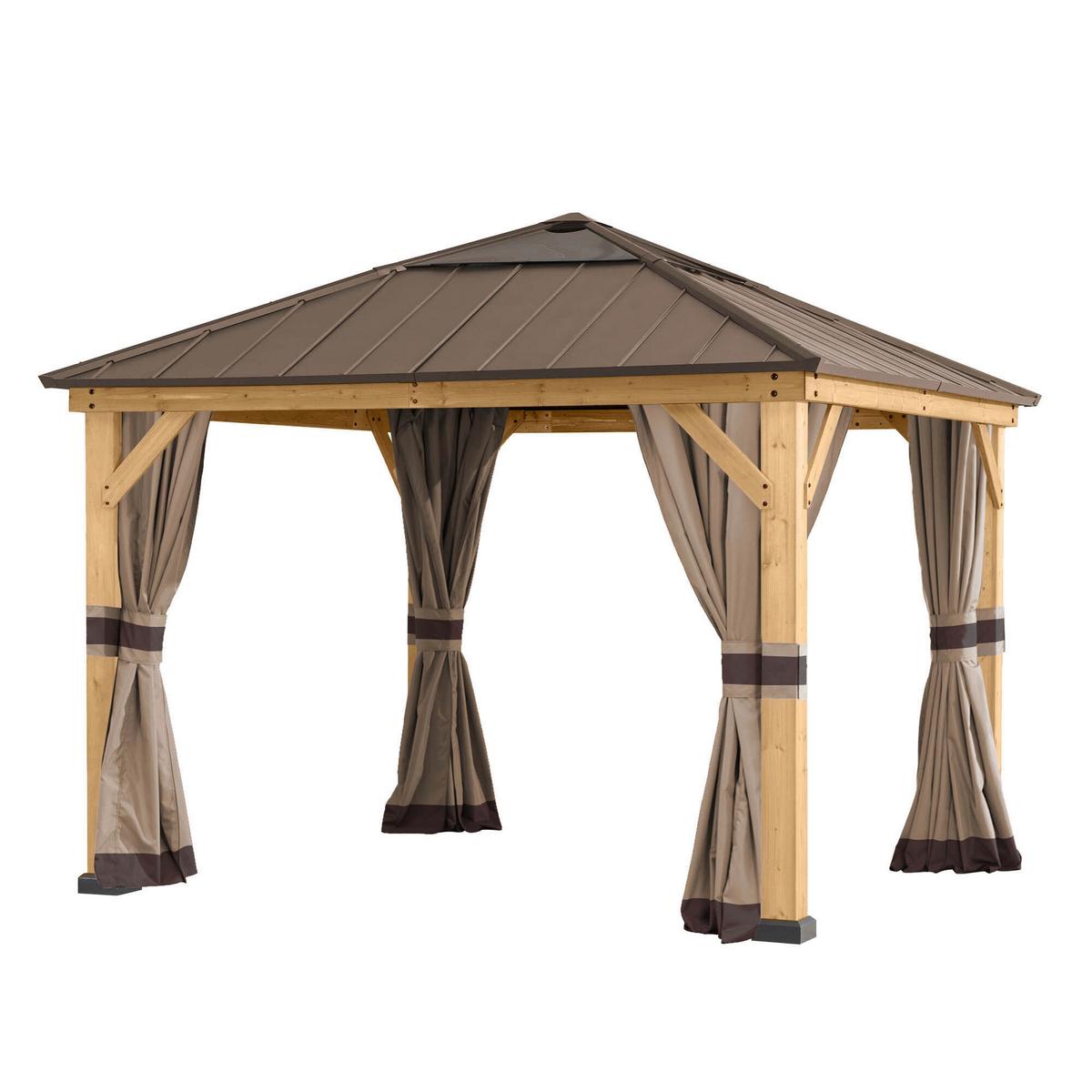 Pavillon-Seitenteil Gazebo Vorhang für 336x336cm, 4 Stk. - Hellbraun, Basics, Textil (310/220cm)