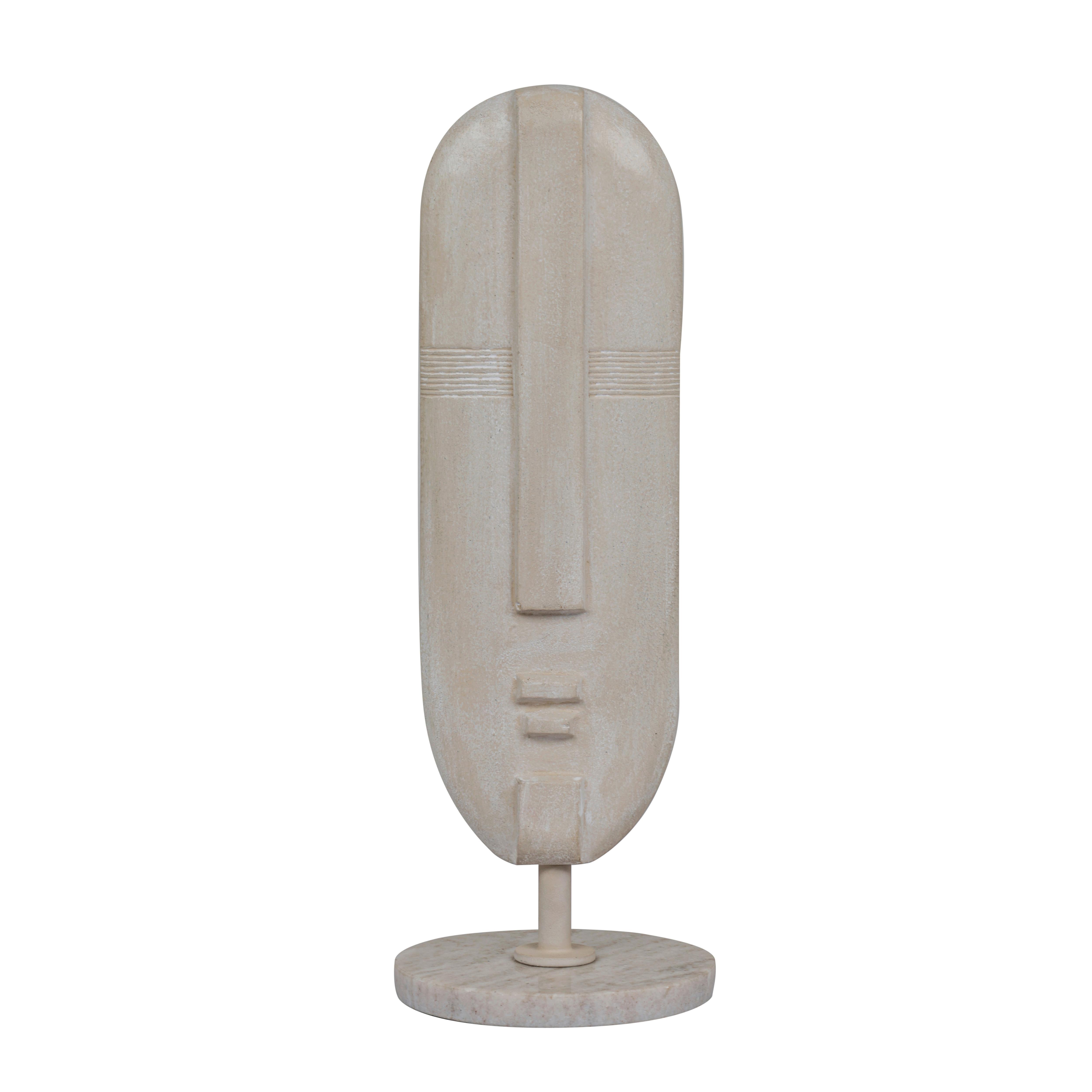 Skulptur Ahyv Beige - Beige, Basics, Stein/Metall (13/37/13cm)