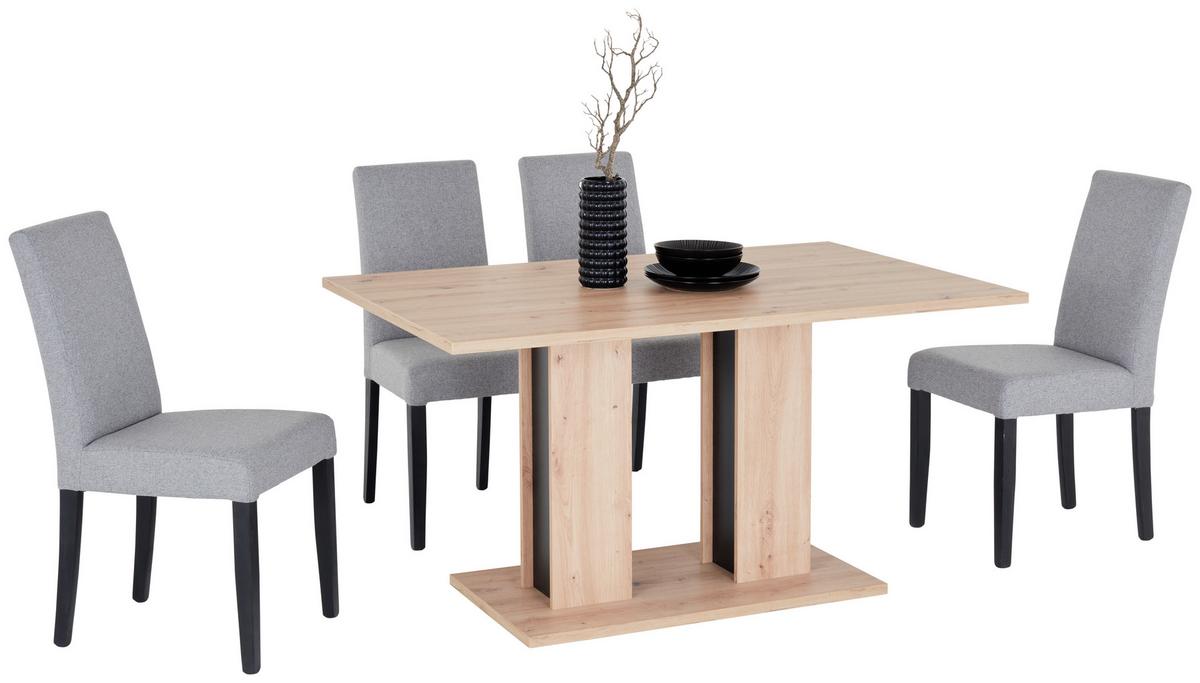 Masă ARON 138 - stejar Artisan/negru, Konventionell, material pe bază de lemn (138/74/90cm)