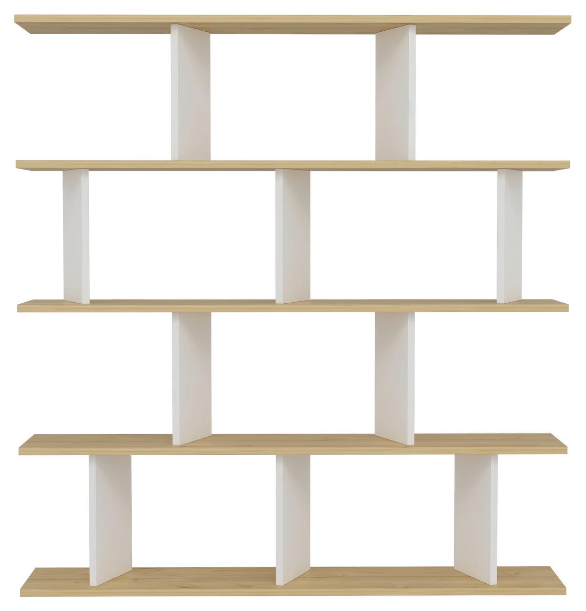 Standregal Jorin ca. 130x137 cm Eiche/Weiß - Eichefarben/Dunkelgrau, Design, Holzwerkstoff (130/137/25cm) - Livetastic