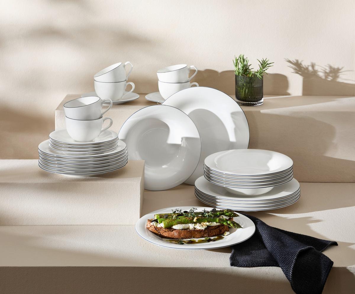 KOMPLET DO KAWY GREY LINES VILLEROY & BOCH - biały/szary, Konventionell, ceramika - Villeroy & Boch