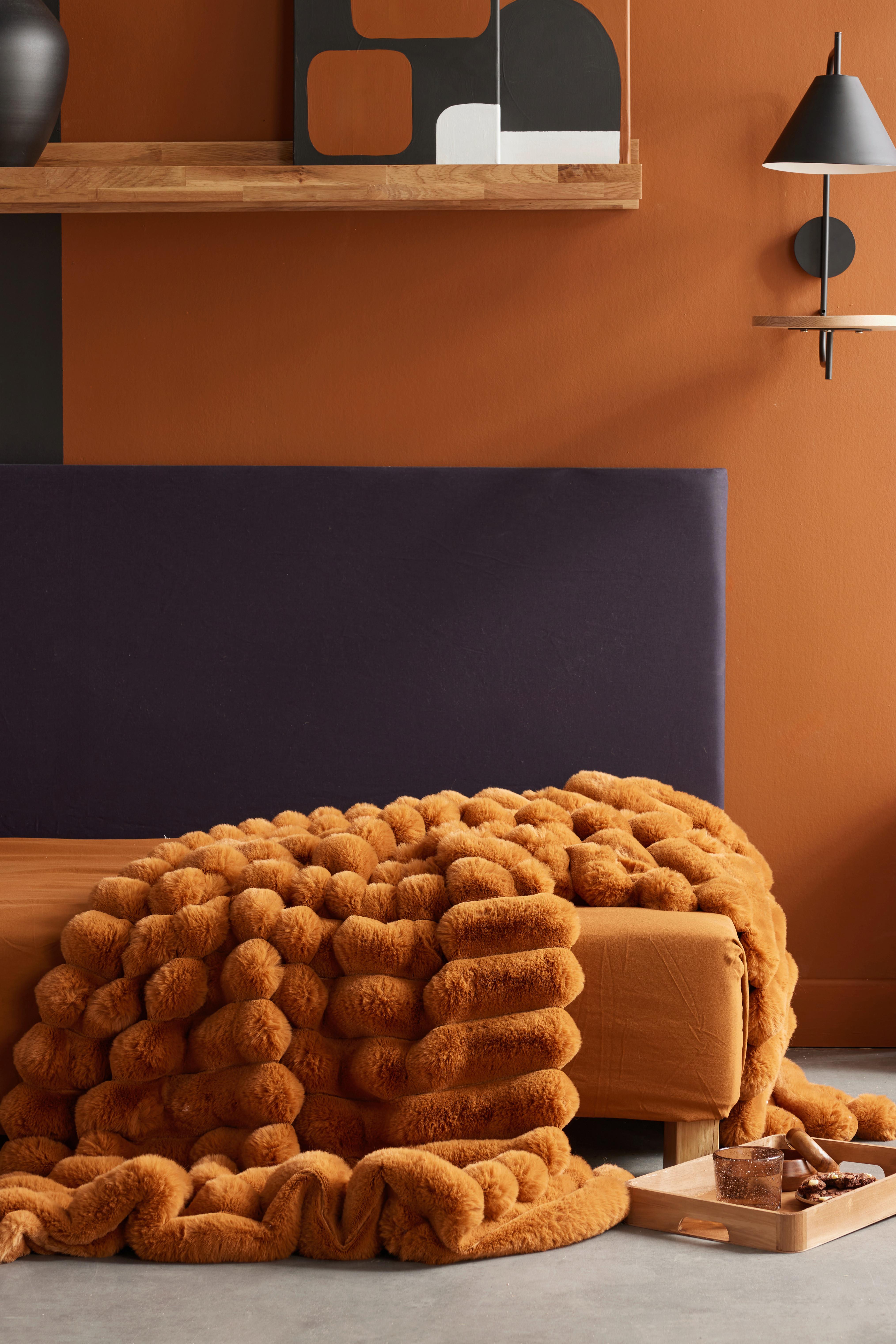 Krznena Odeja Blanket Moka Caramel - barve konjaka, tekstil (130/180cm)