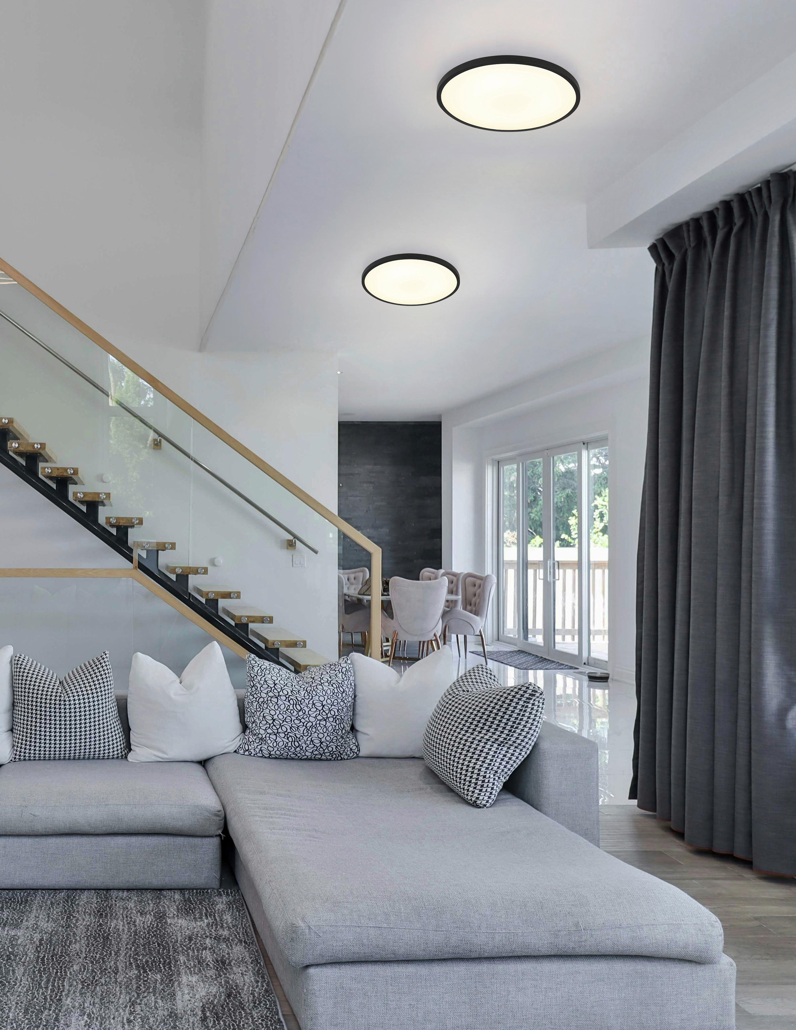 LED-DECKENLEUCHTE 41566-20S NIELSEN - Weiss/Schwarz, Konventionell, Kunststoff (30/3,5cm) - Globo