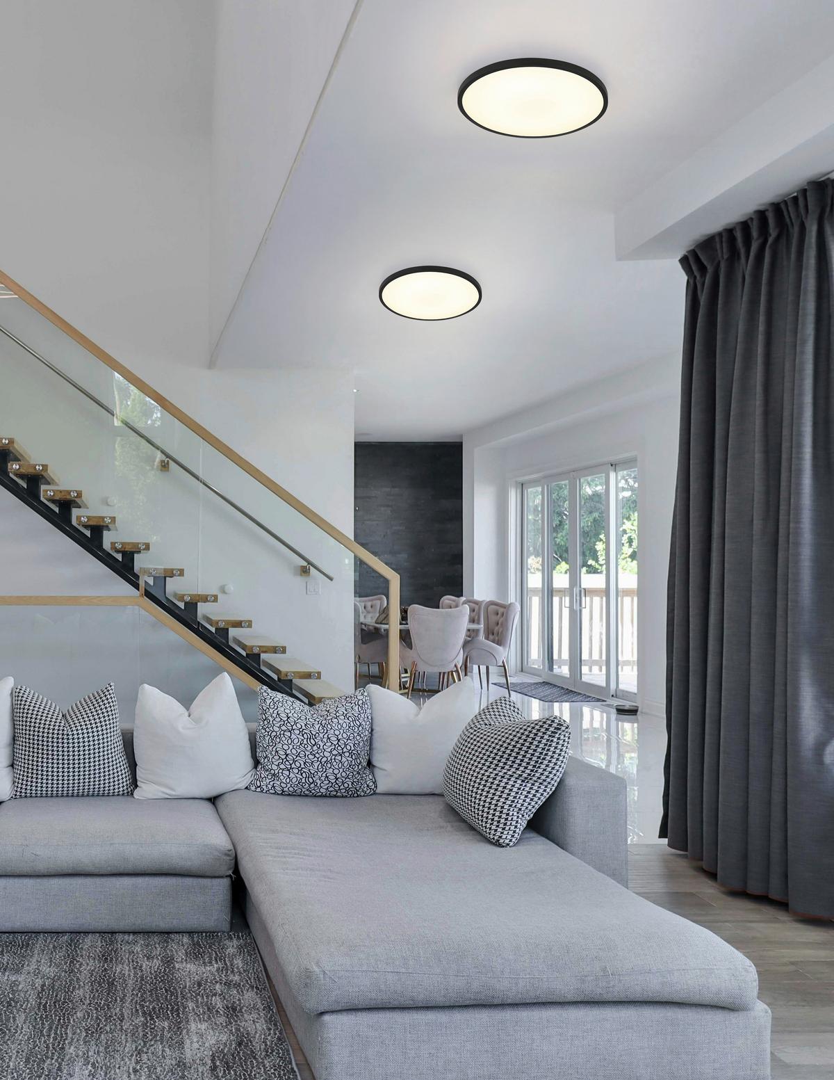 LED-DECKENLEUCHTE 41566-20S NIELSEN - Weiss/Schwarz, Konventionell, Kunststoff (30/3,5cm) - Globo