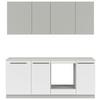 Küchenblock Milino o. Geräte Weiss/Grau - Hellgrau/Schwarz, Basics, Holzwerkstoff/Kunststoff (210cm) - Visiona