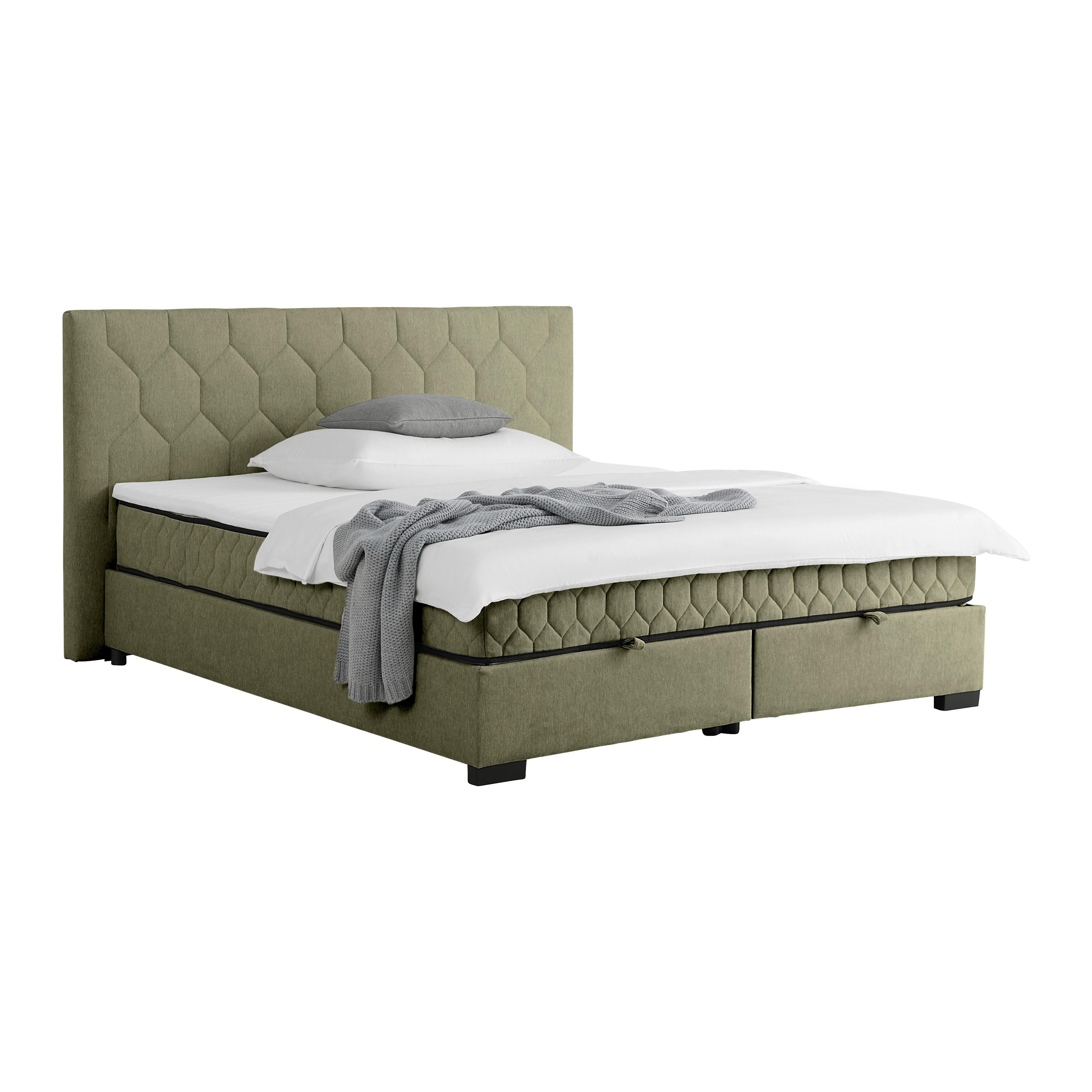 Postelja Z Vzmetnico Maya, Olivno Zelena, 160x200 - črna/olivno zelena , Konvencionalno, umetna masa/tekstil (160/200cm) - Mömax