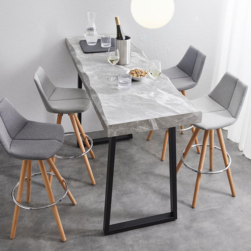 Barhocker Nelo Dunkelgrau Webstoff Gepolstert - Chromfarben/Dunkelgrau, MODERN, Holz/Textil (42/100/33cm) - Bessagi Home