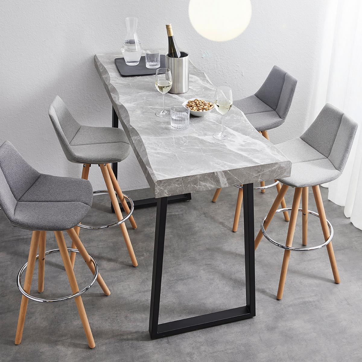 Barhocker Nelo Dunkelgrau Webstoff Gepolstert - Chromfarben/Dunkelgrau, MODERN, Holz/Textil (42/100/33cm) - Bessagi Home