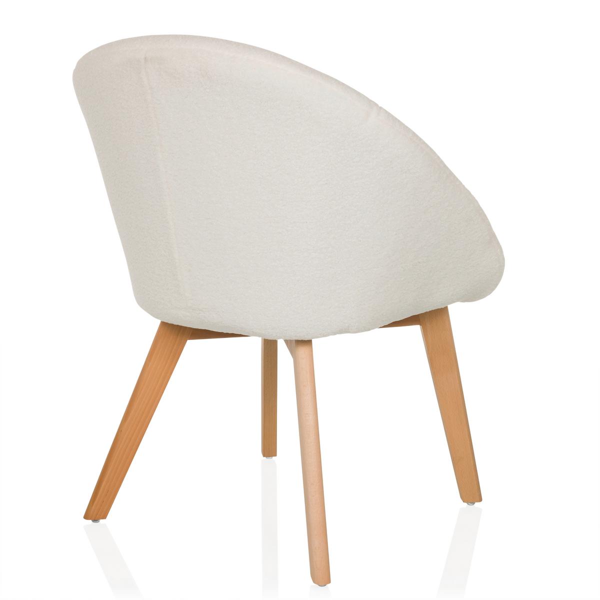 Naslanjač Scandi Ted, Bela - bela/barve bukve, Moderno, tekstil/les (68/85/62cm) - MID.YOU