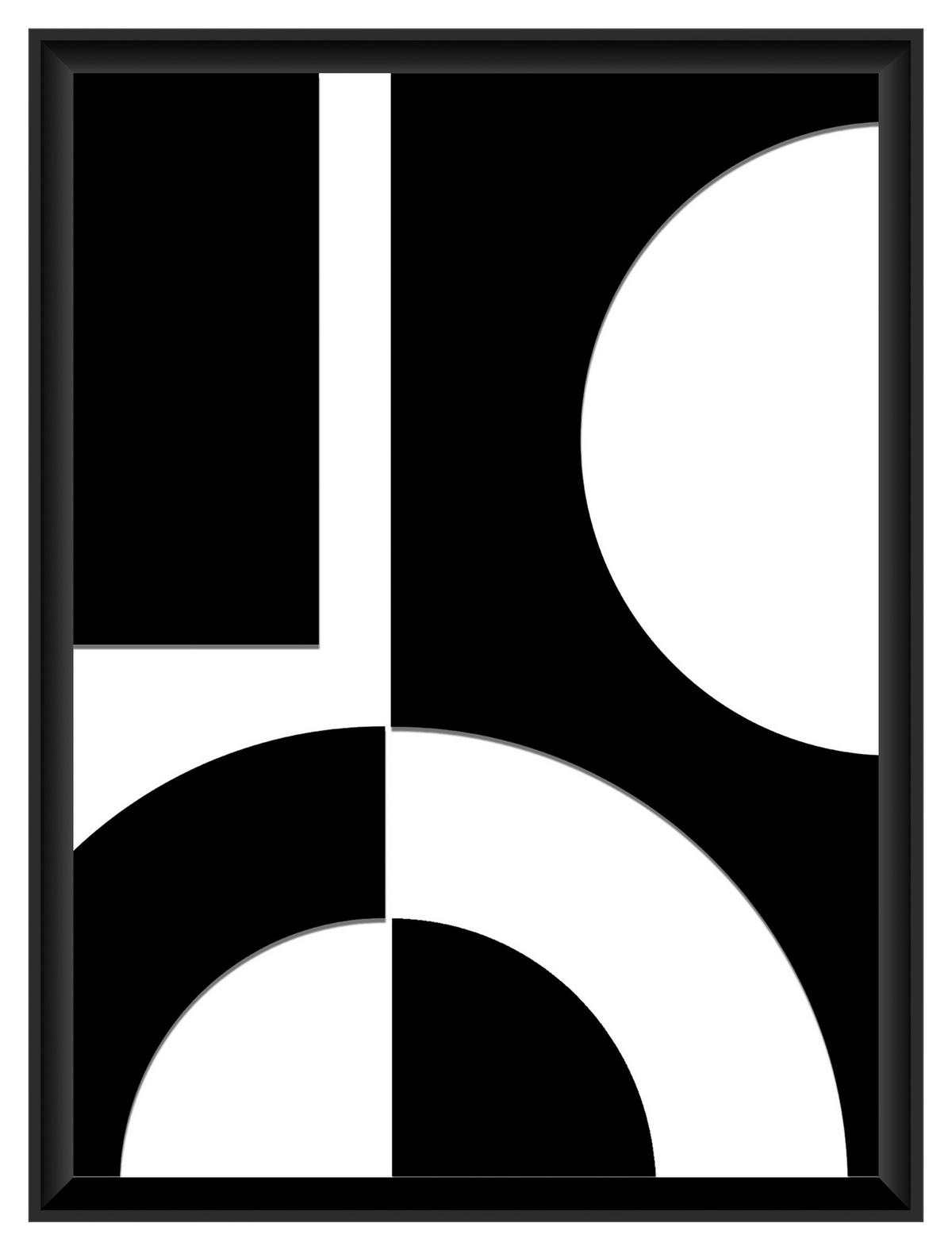 Slika Nero - črna/bela, papir/leseni material (30/40cm) - Modern Living