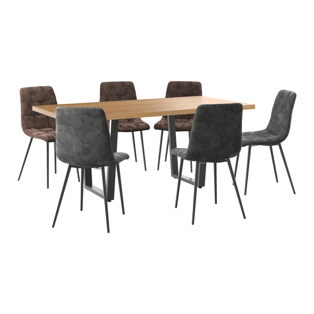 Raztegljiva Jedilna Miza Rudi, Barva Hrasta, 180-220x90 - črna/naravne barve, Moderno, kovina/leseni material (180 - 220/75/90cm)