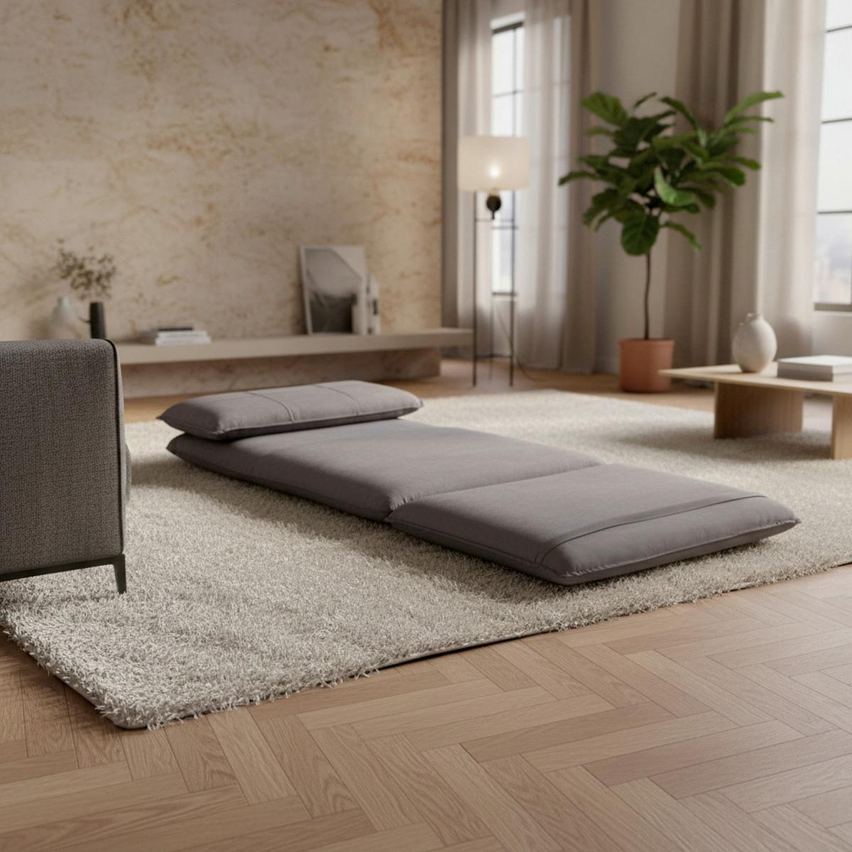 Schlafsessel Eni Grau Webstoff - Schwarz/Grau, MODERN, Kunststoff/Textil (73/56/72cm) - Bessagi Home