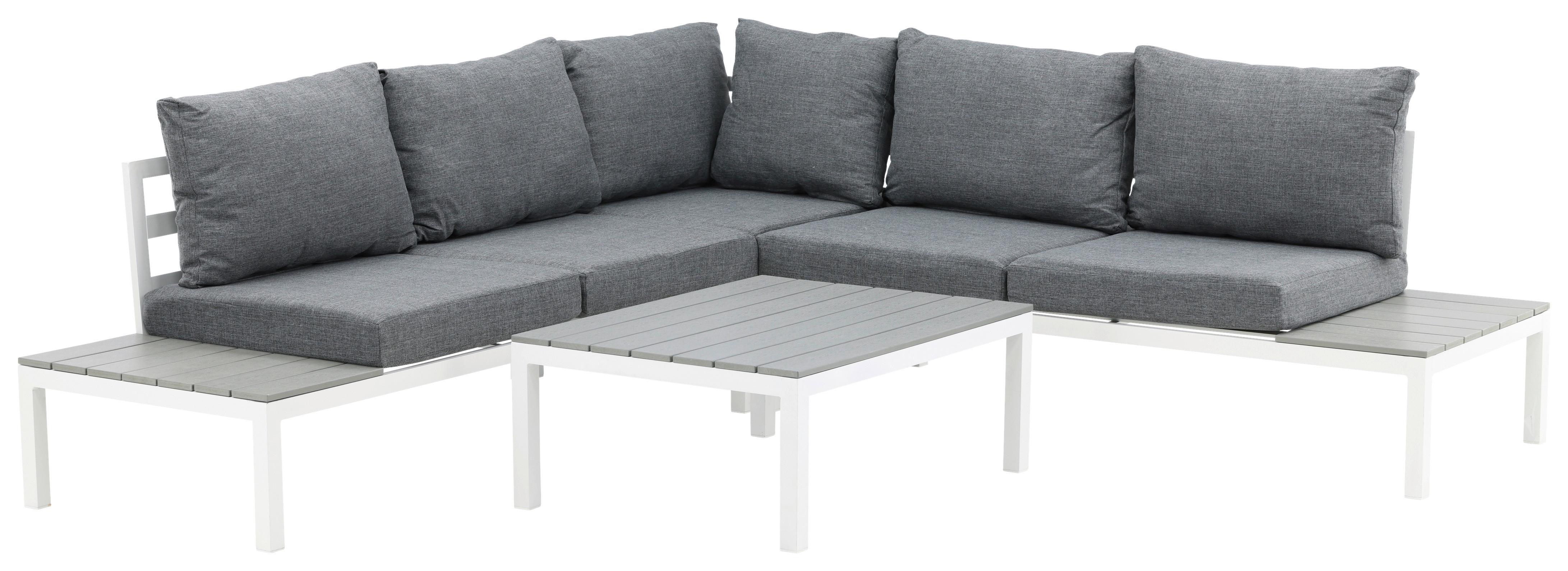 Loungegarnitur Odense ca. 133x167 cm Weiß - Weiß, KONVENTIONELL, Metall (133/167cm) - Gardenson