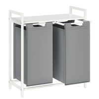 Wäschekorb ca. 73x72x33 cm Grau/Weiß - Weiß/Grau, Trend, Holzwerkstoff/Textil (73/72/33cm) - MID.YOU