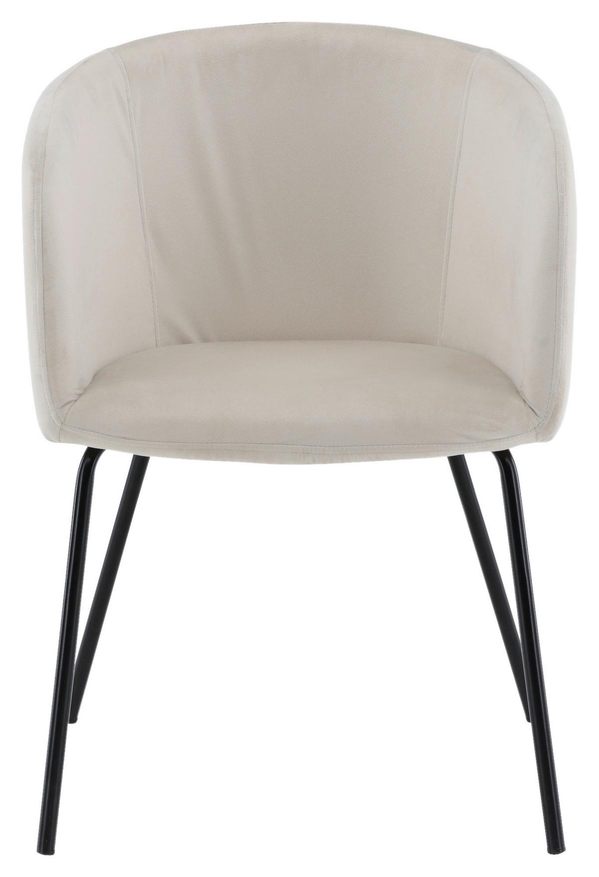 Stuhl Berit ca. 55x78x55 cm Weiß - Beige/Schwarz, Design, Holz/Textil (55/78/55cm) - Livetastic