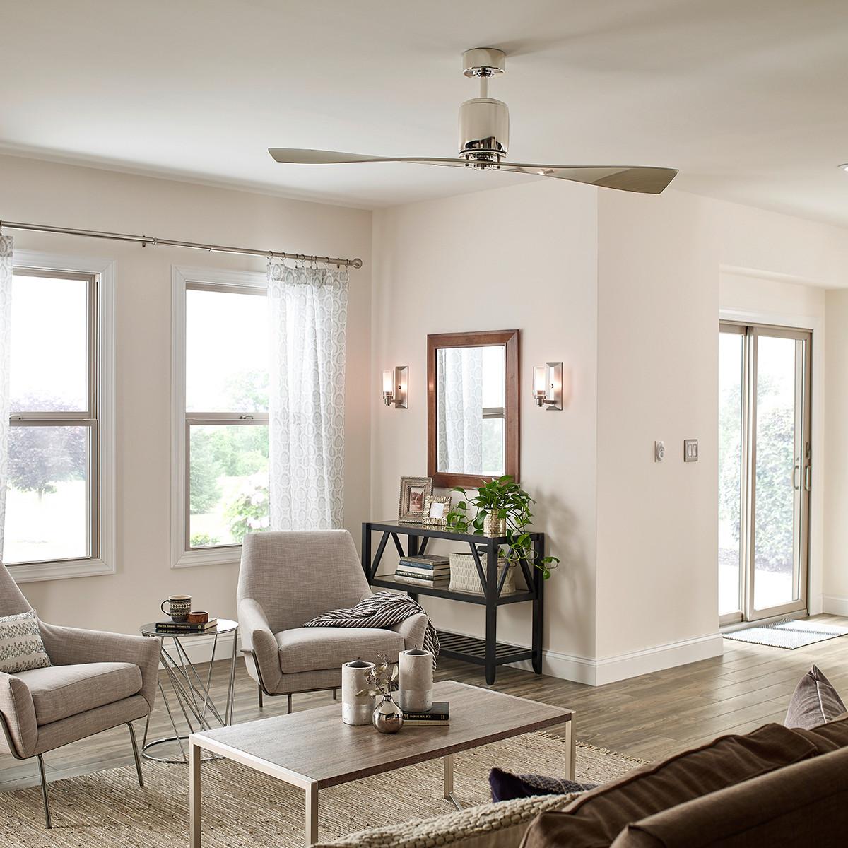 Stropni Ventilator Ferron - boje nikla/boje šampanjca, Basics, metal/plastika (152/41cm)