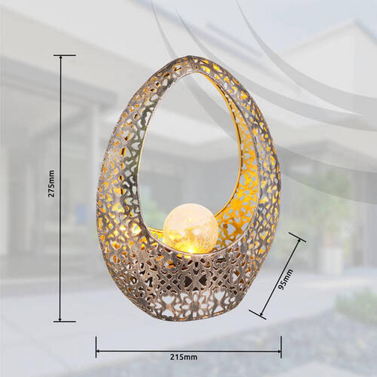 Solarna Svetilka Leila, S Sijalko - zlate barve/barve brona, Design, kovina/steklo (21,5/9,5/27,5cm) - Globo