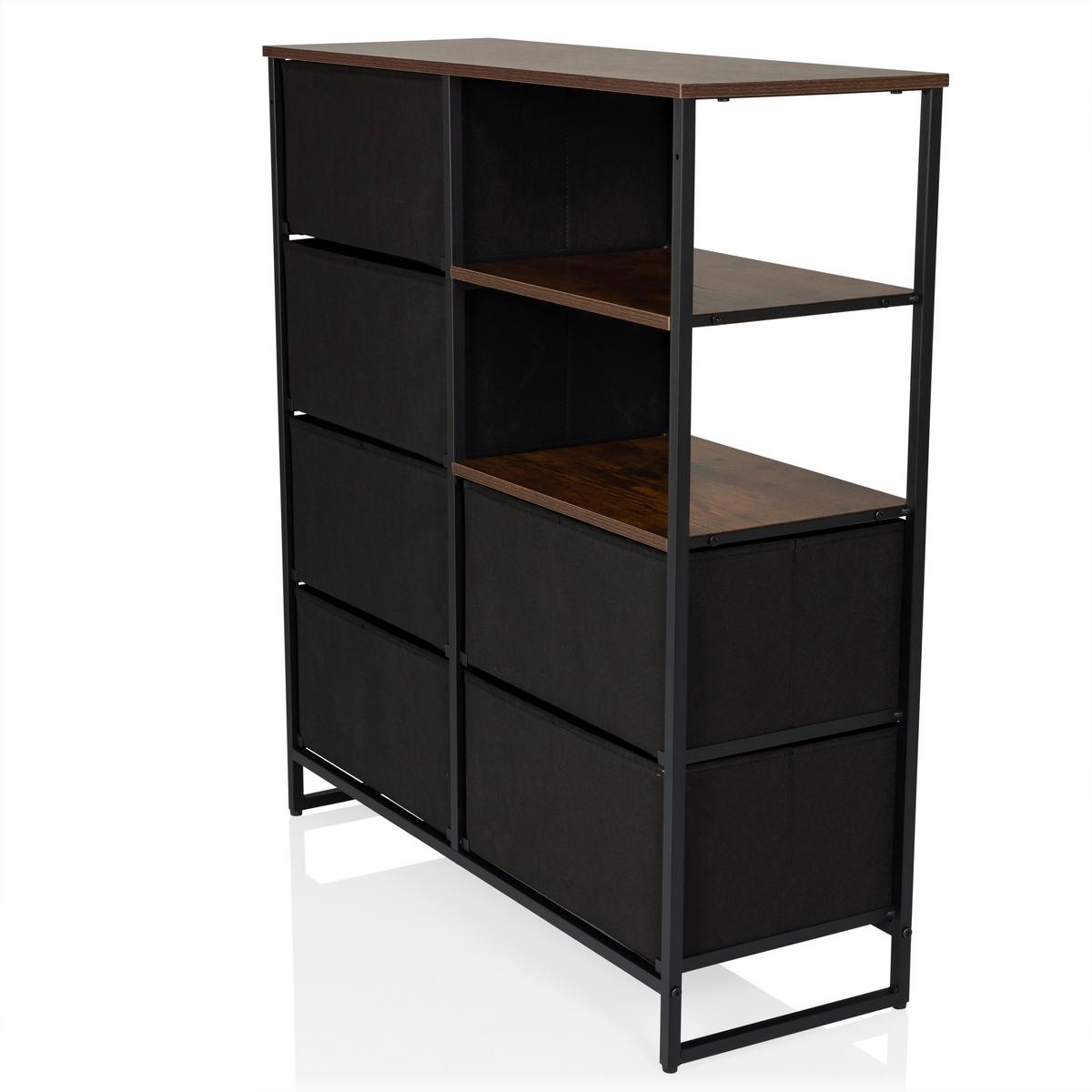 Komoda Ragala, Barva Hrasta - črna/barve hrasta, Moderno, kovina/tekstil (84/92/30cm) - MID.YOU