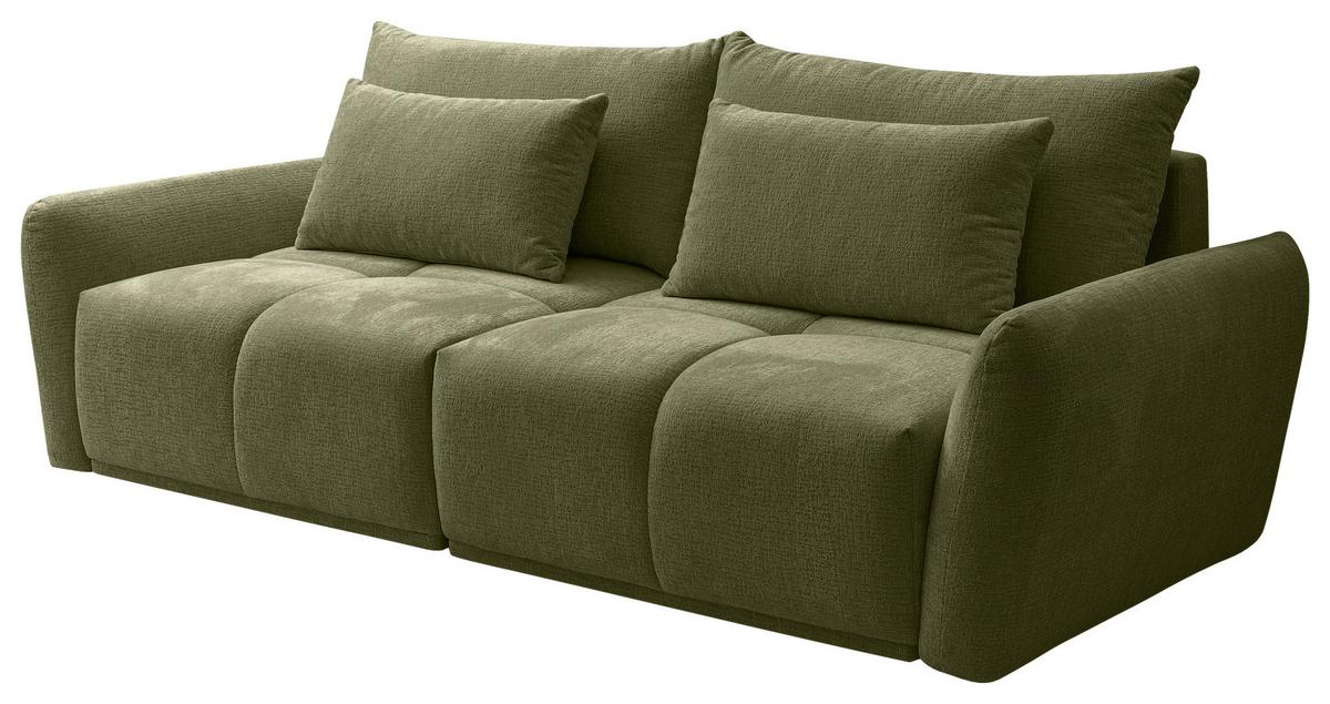 Trosjed Alia - maslinasto zelena/crna, Moderno, tekstil/plastika (254/74-94/119cm) - Premium Living