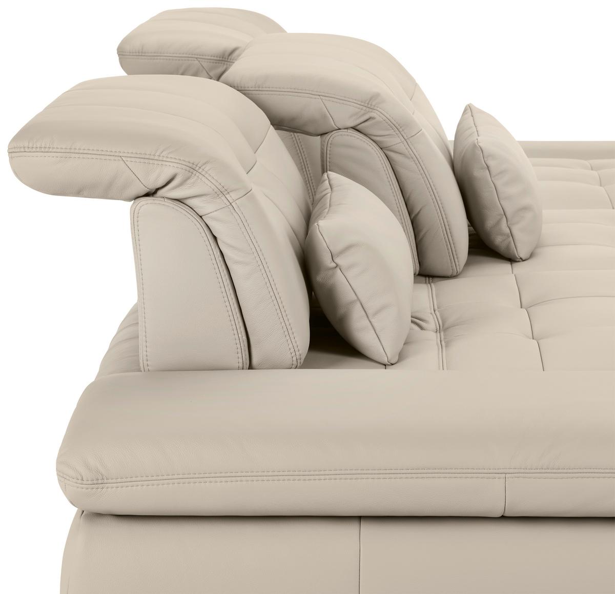 Wohnlandschaft Sanfino Leder Hellgrau - Chromfarben/Hellgrau, KONVENTIONELL, Leder/Metall (305/79-96/199cm) - Premium Living