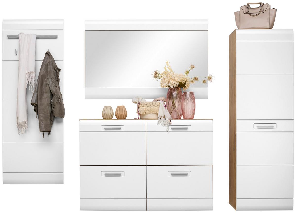 Dulap pentru pantofi Auris - alb/culoare lemn stejar, Modern (120/82,7/37,1cm) - Modern Living
