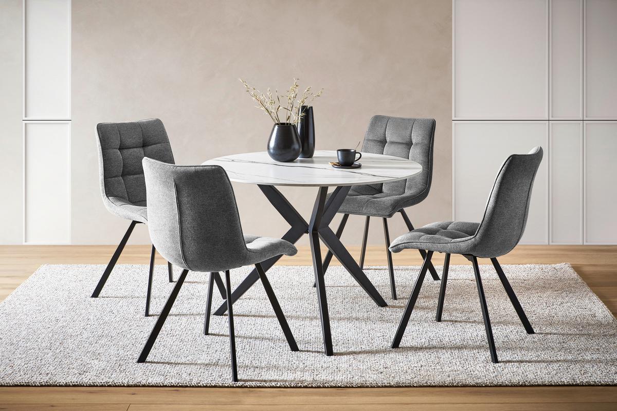 KRZESŁO KELLY - czarny/ciemnoszary, Design, metal/tkanina (47/61/86cm) - Xora