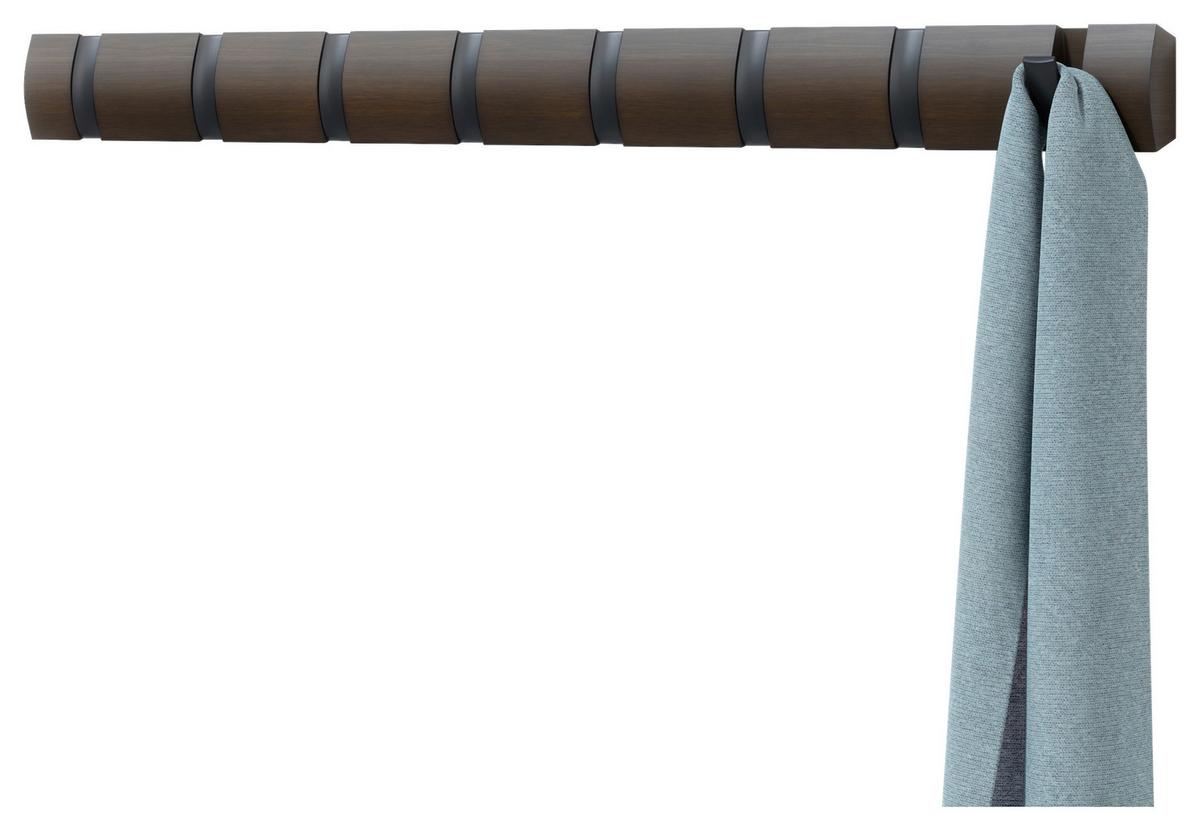Wandgarderobe Schwarz/Walnussfarben - Walnussfarben/Schwarz, Design, Holz/Kunststoff (6,4/3,2/81,3cm) - Umbra