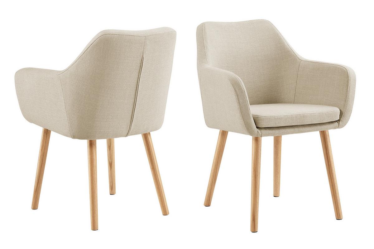 Naslanjač Holz, Bež - bež/naravne barve, Moderno, tekstil/les (62/84/60cm) - Livetastic