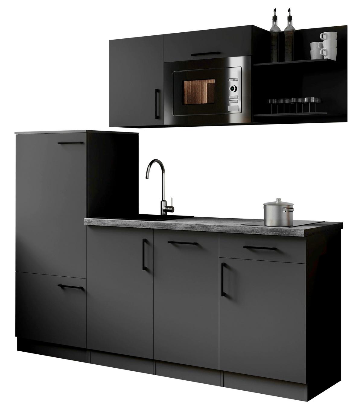 Küchenblock Oliver m. Geräten Grau - Grau, Trend, Holzwerkstoff/Metall (205cm) - Respekta