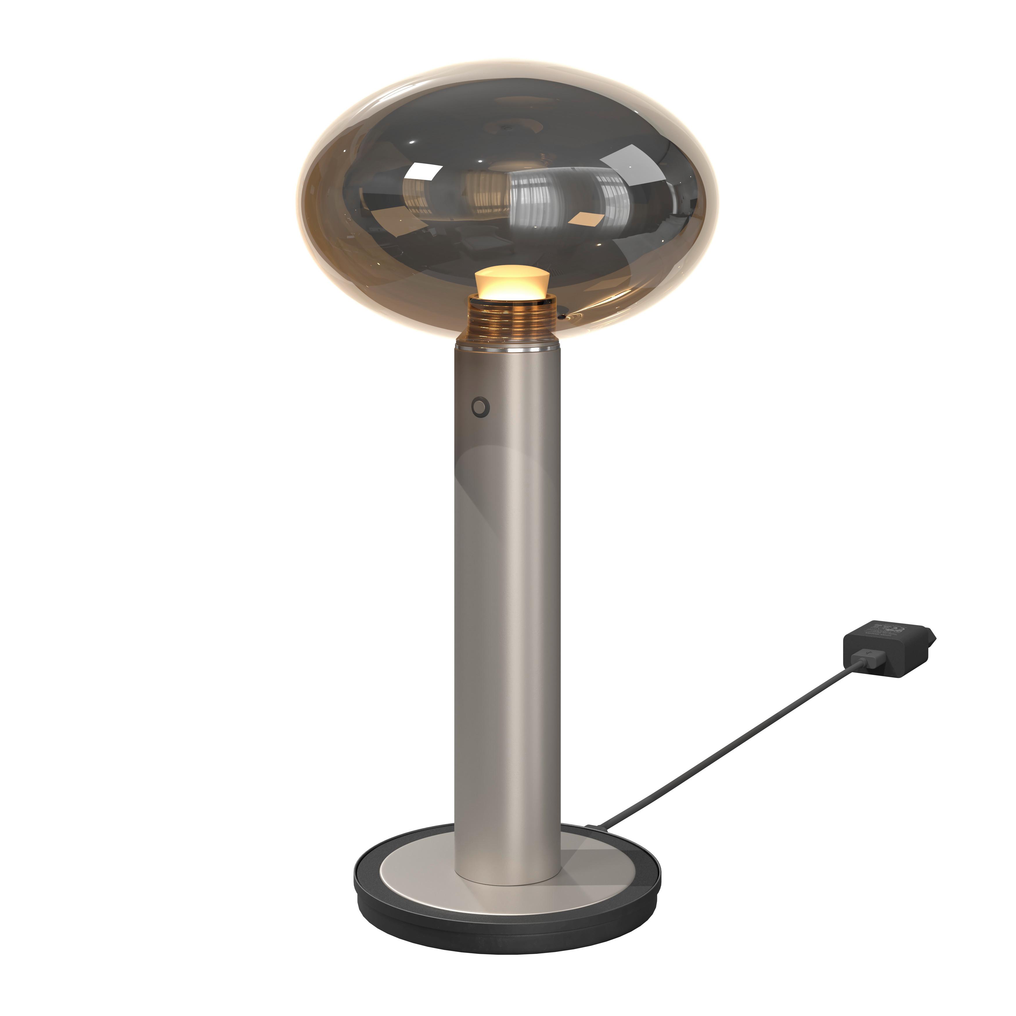BORDSLAMPA SIOP - bärnstensfärgad/champagne, Modern, metall/glas (20/20/38,5cm)