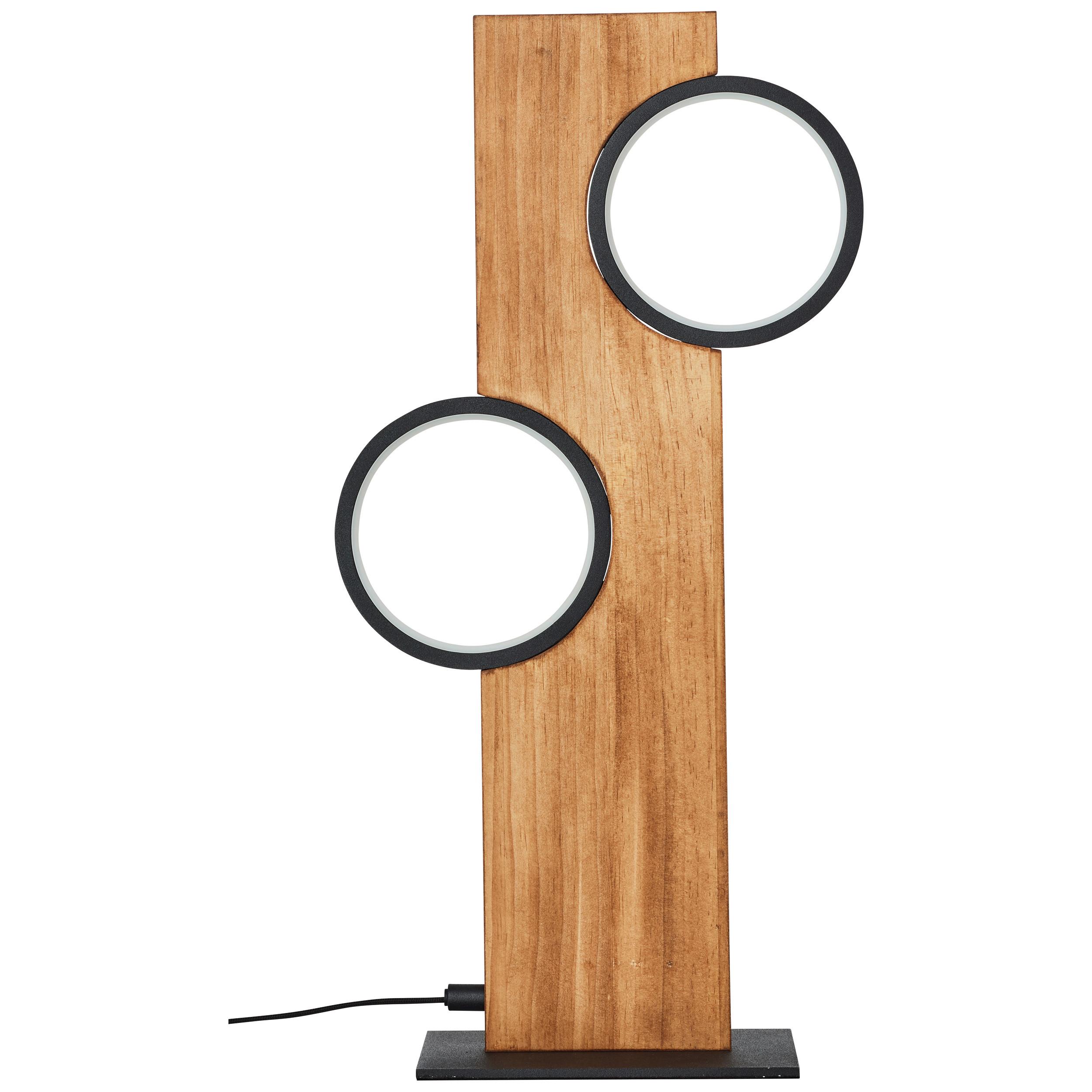 LED-Tischleuchte Cheesy Schwarz/Hellbraun max. 12 Watt - Hellbraun/Schwarz, Natur, Holz/Metall (50,4/25/12cm) - Brilliant