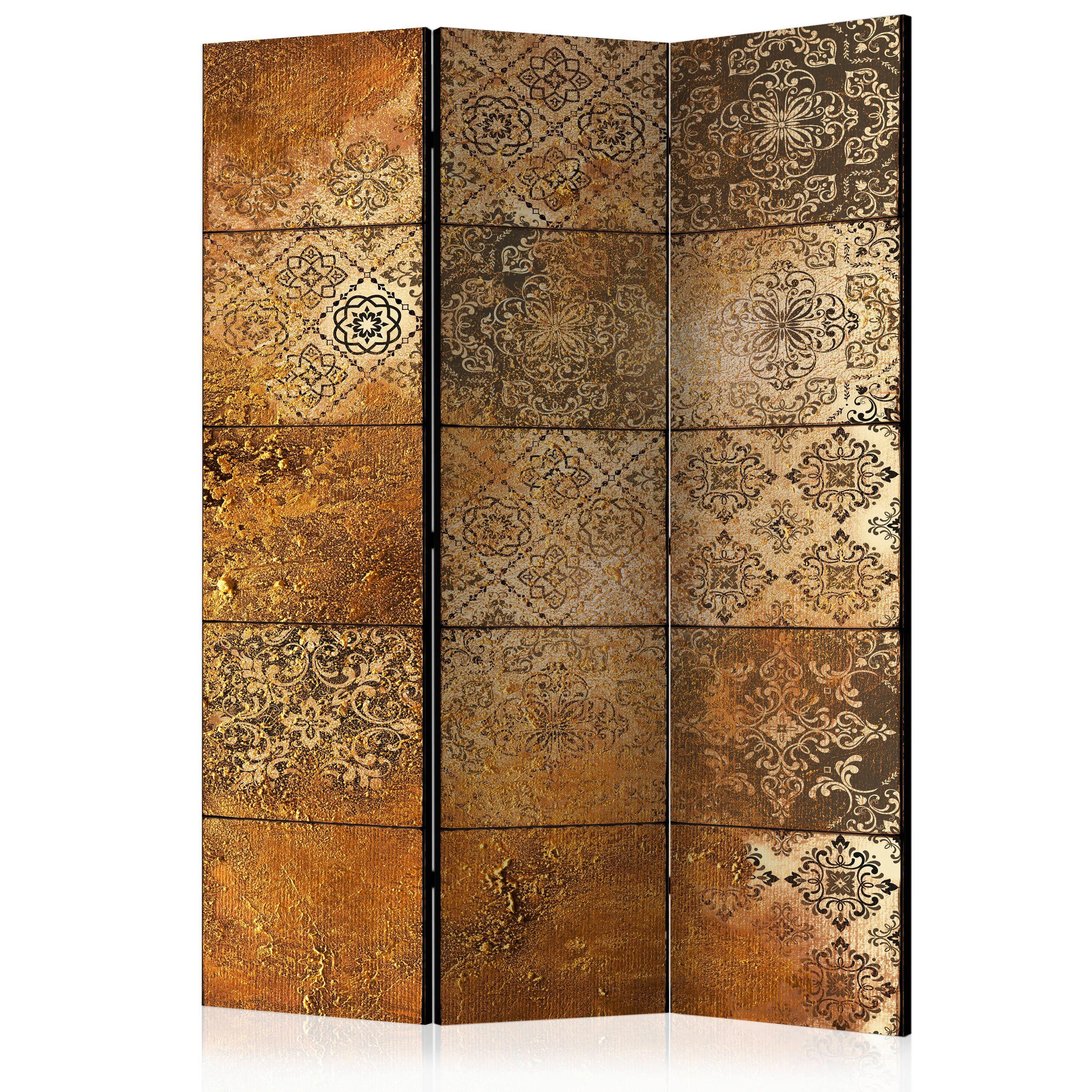 Paravan Old Tiles, 3-Delni, Enostranski - bež/rjava, Basics, tekstil/les (135/172/3cm) - artgeist