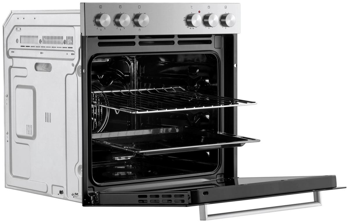 Herdset HS2201-26 Jamie Schwarz/Edelstahlfarben - Edelstahlfarben/Schwarz, Trend, Glas/Kunststoff (59,5/59,5/56,5cm) - Respekta