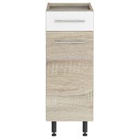 Konyhai Alsószekrény Corina - Sonoma tölgy/fehér, Modern, fa/fém (30/82,4/58cm)