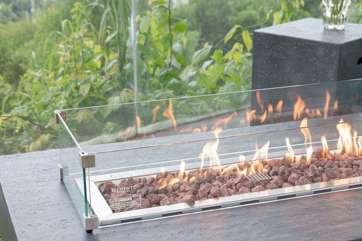 Feuerstelle Hampton Dunkelgrau - Dunkelgrau, KONVENTIONELL, Stein/Metall (35/35/142cm) - Gardenson