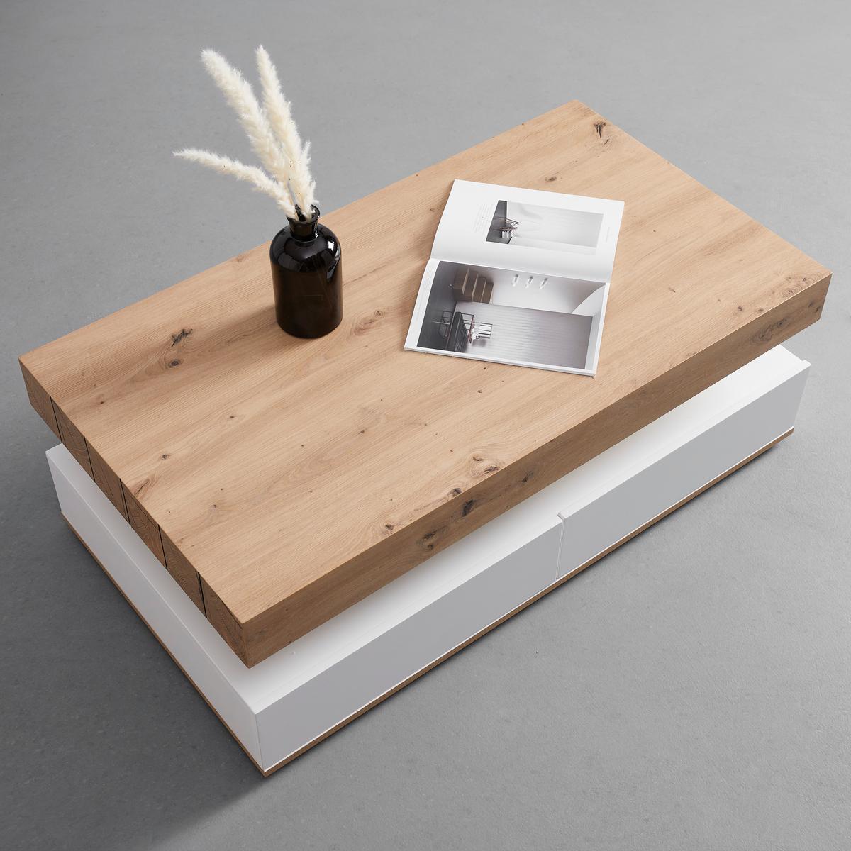 Klubska Miza Cara, Bela, Hrast, 2 Predala - barve hrasta/bela, Moderno (110/60/38cm) - Bessagi Home