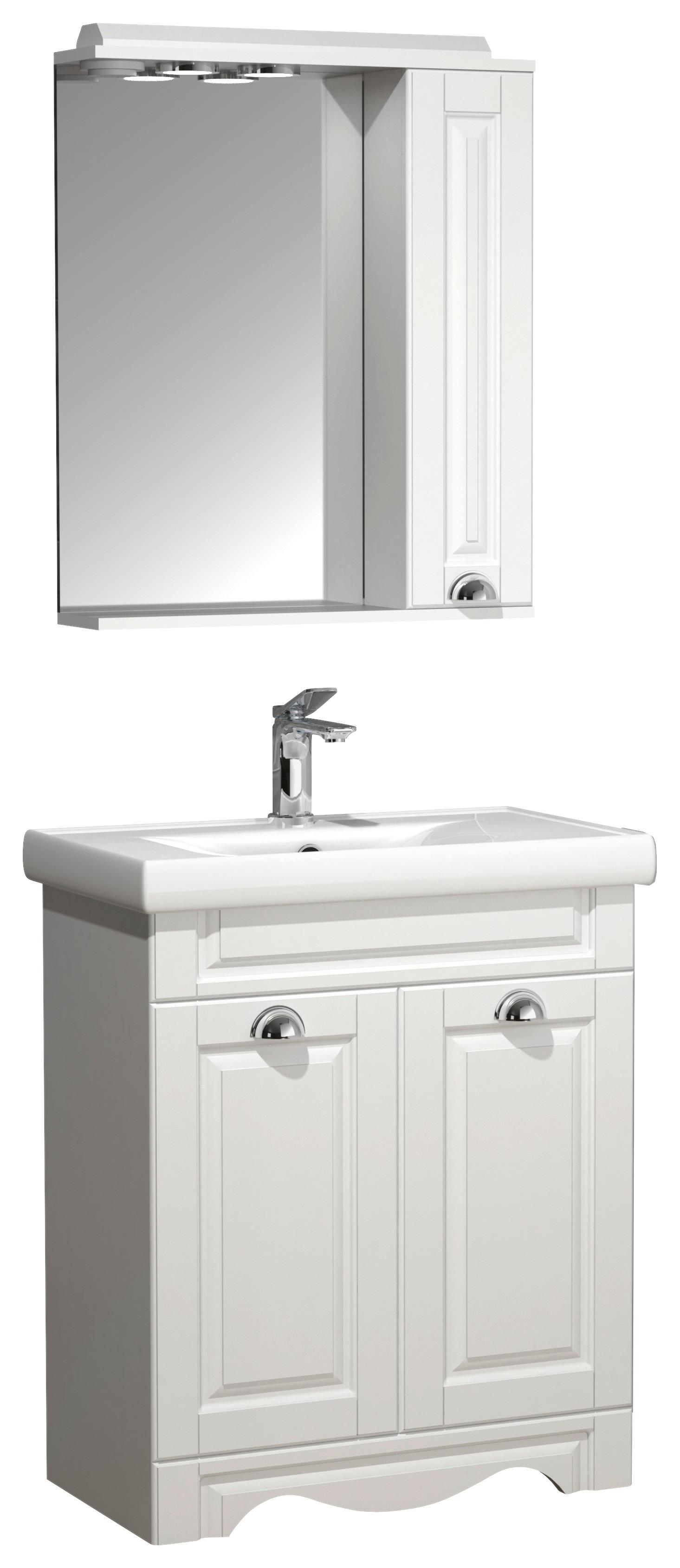 Kopalnica Casalo L, Bela - srebrne barve/bela, Moderno, kovina/steklo (61cm) - MID.YOU