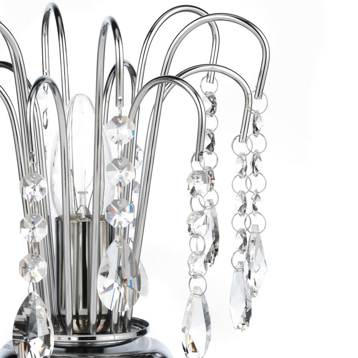 Kristall-Tischleuchte Pioggia Chromfarben max. 6 Watt - Chromfarben, KONVENTIONELL, Glas/Metall (16/23cm)
