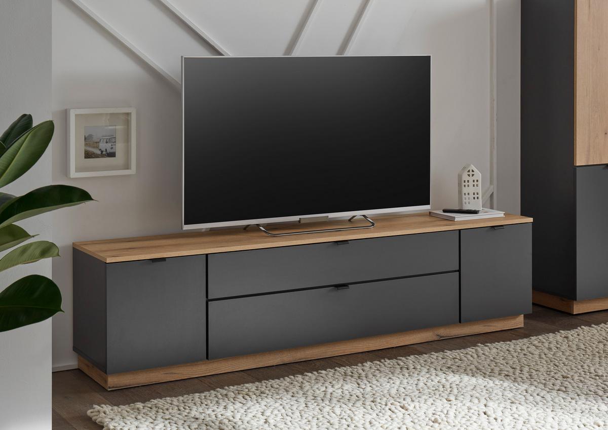 Tv-element Vince Ii, Antracit, Barva Hrasta - črna/barve hrasta, Trend, umetna masa/leseni material (185/47/38cm) - Livetastic