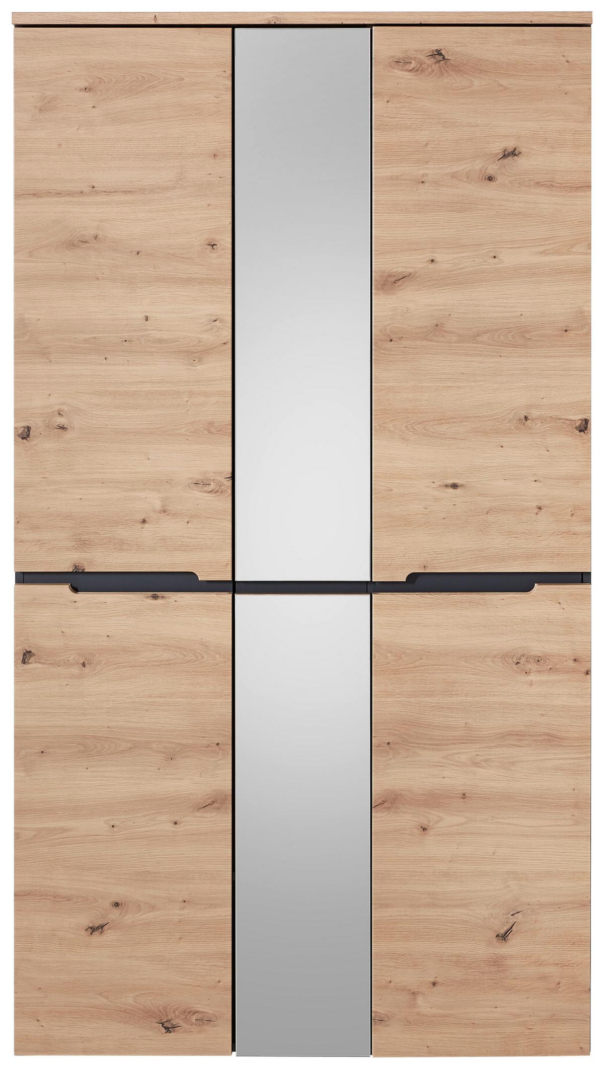 SZAFA DO PRZEDPOKOJU DETROIT - kolor grafitowy/dąb artisan, Design, materiał drewnopochodny/szkło (105/192/38cm) - Voleo