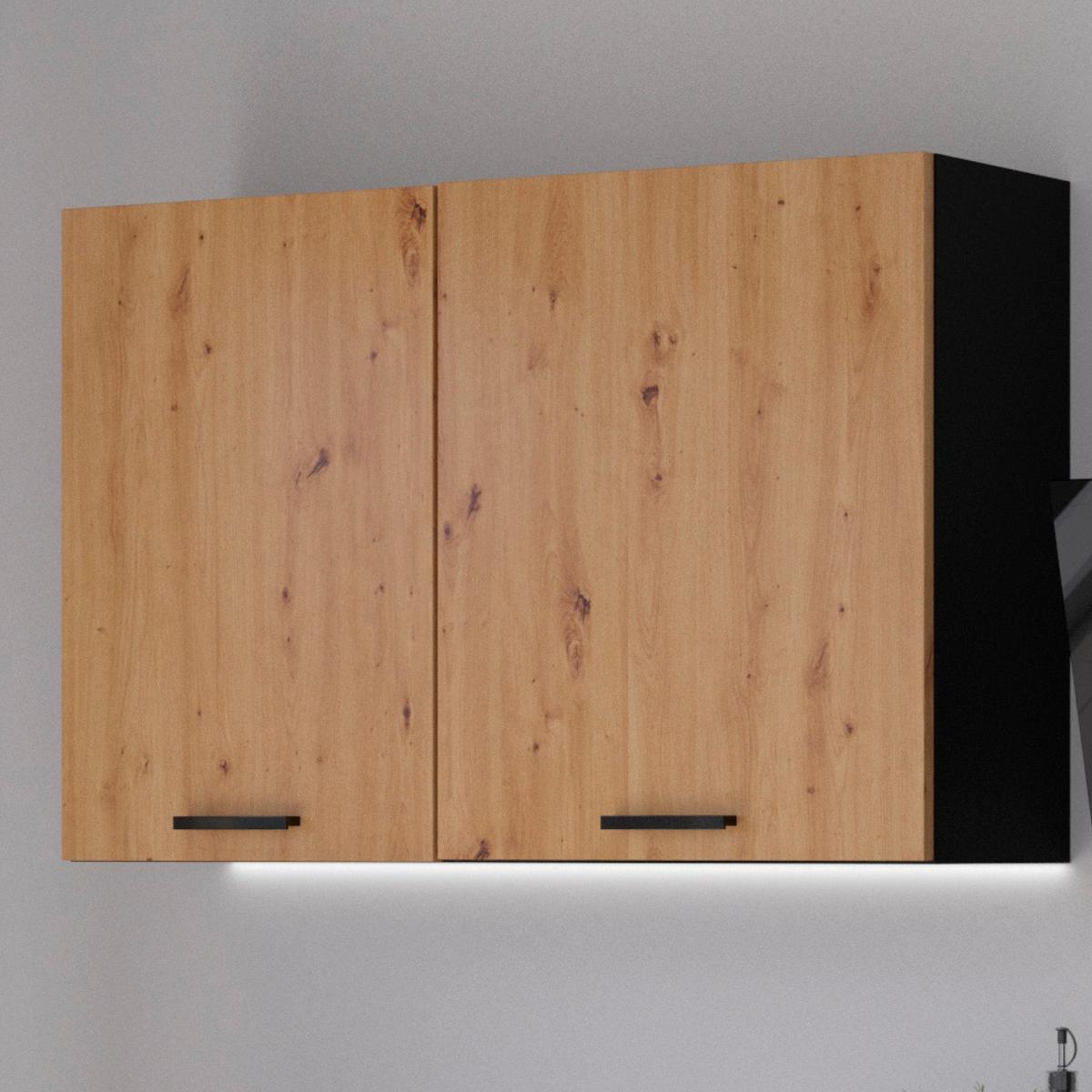 Kuhinjski Blok Brez Aparatov Blacky, Črna, Hrast, 280cm - črna/hrast artisan, Design, umetna masa/leseni material (280cm) - P & B