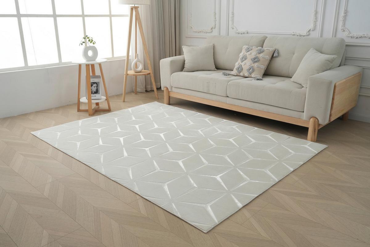 Flachwebeteppich Calma 225 Weiss 160 X 220 Cm - Weiss, Basics, Textil (160/220cm) - Kayoom