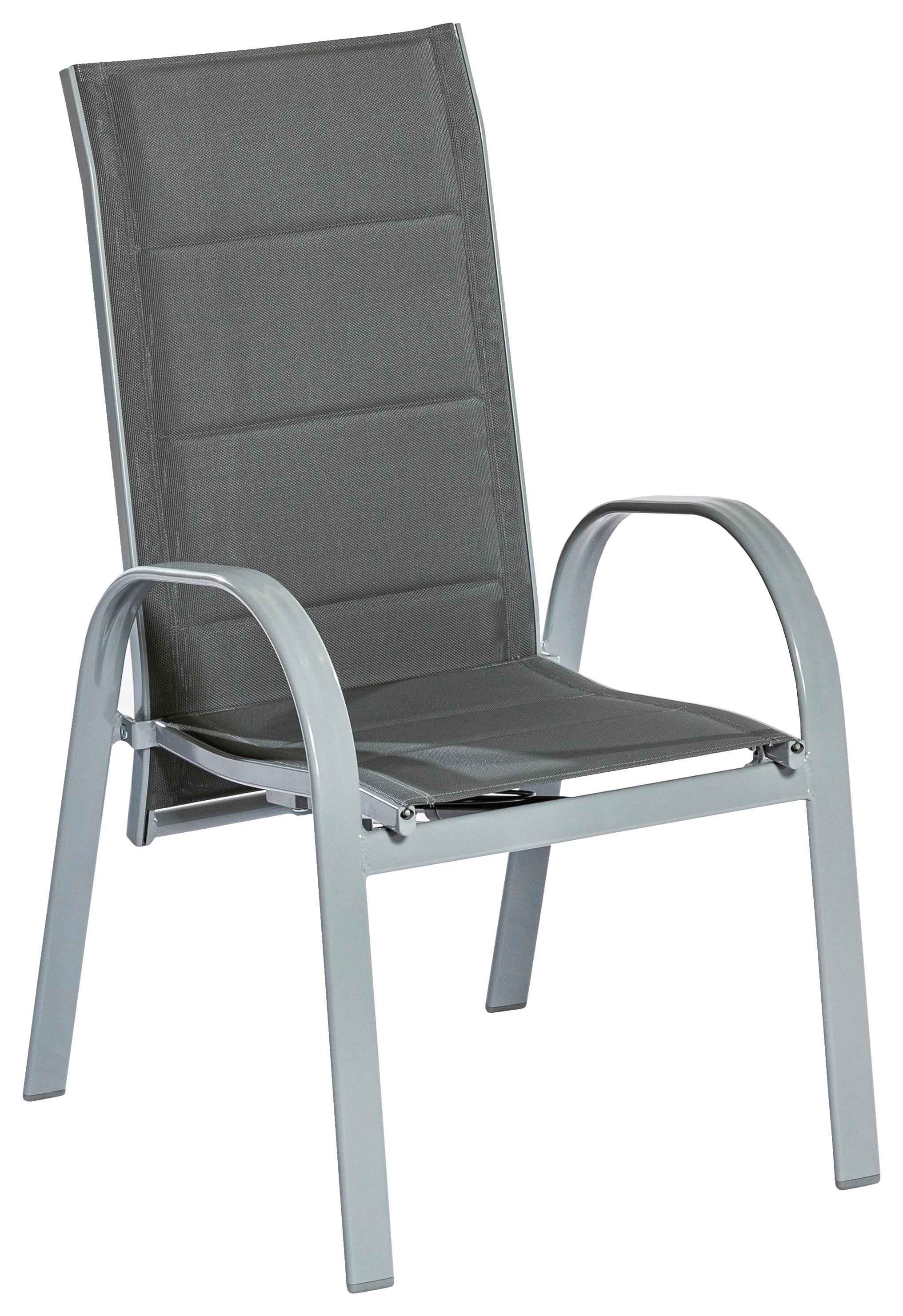 Stapelsessel Amalfi ca. 59x107 cm Alu Grau - Grau, MODERN, Kunststoff/Metall (59/107/71cm) - Gardenson