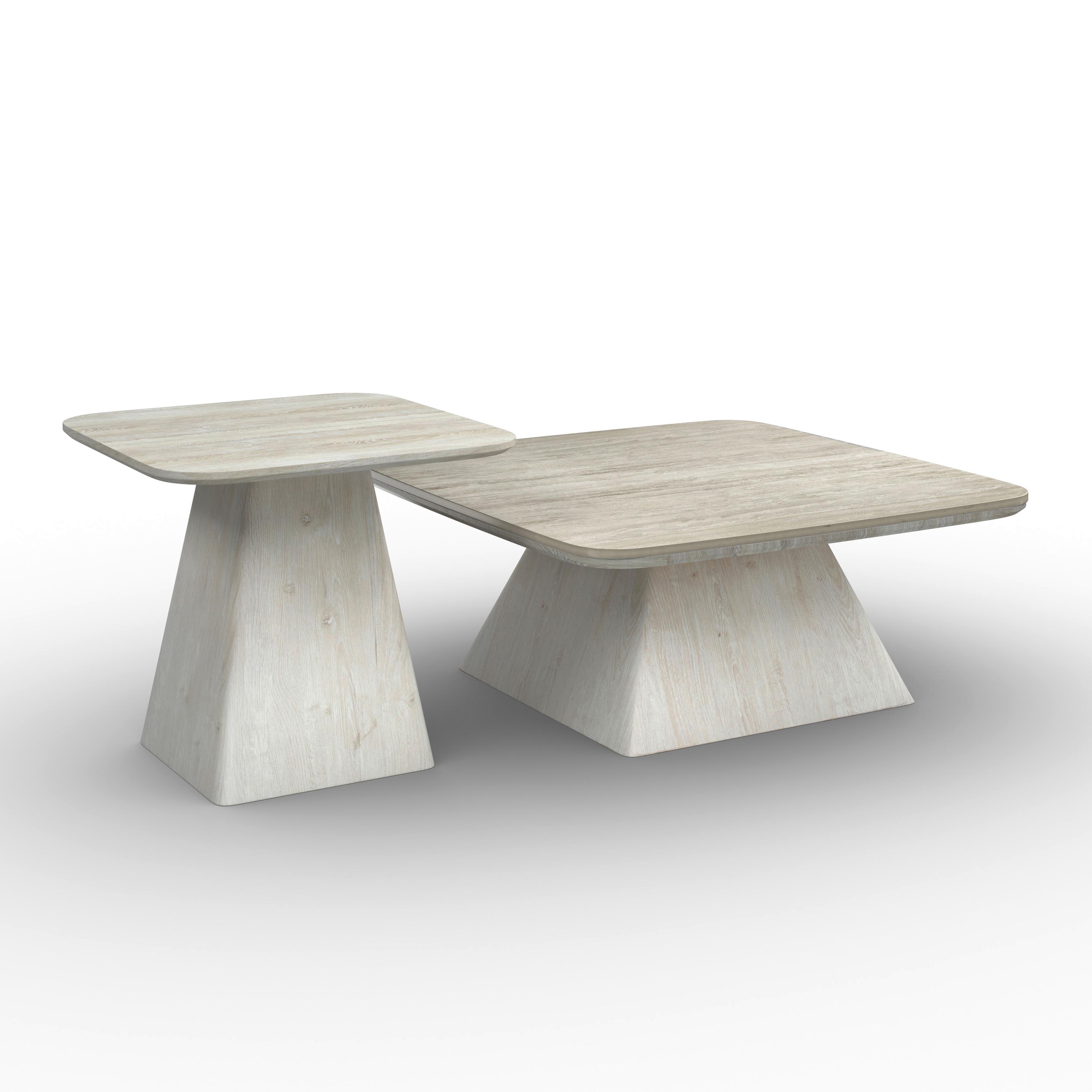 Couchtisch Thiago Creme 2-er Set MDF/Stein - Creme, MODERN, Holzwerkstoff/Stein - Bessagi Home